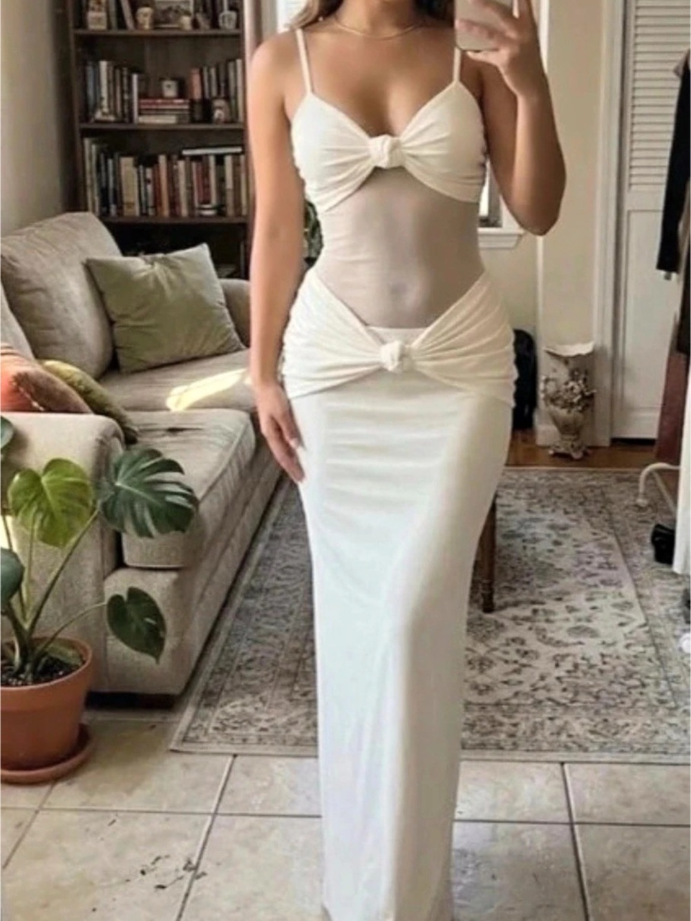 SASHA SEASON AMARA MAXI DRESS Ruched White Maxi Dress Size XS Like New